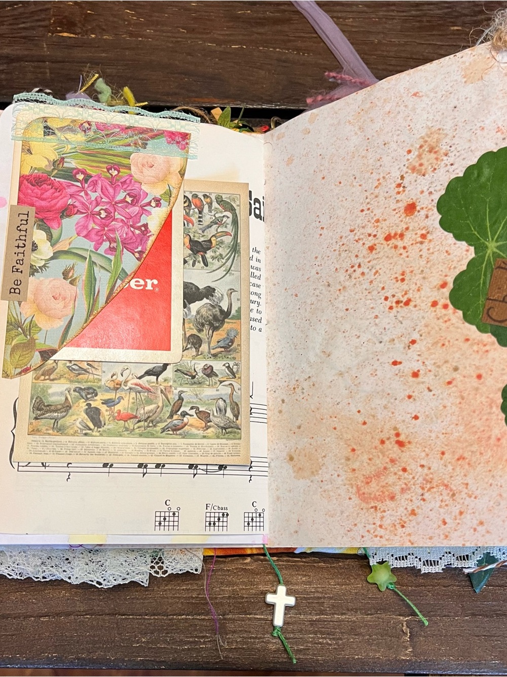 Bird Cardinal Junk Journal Faith Christian Floral Softcover 3 Signatures - Picture 11 of 16